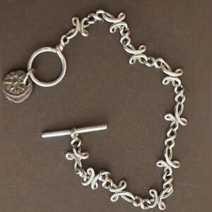 Premier Design Silver Tone Bracelet with Copper Coin & Toggle